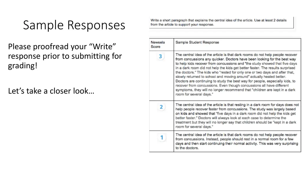 sample responses