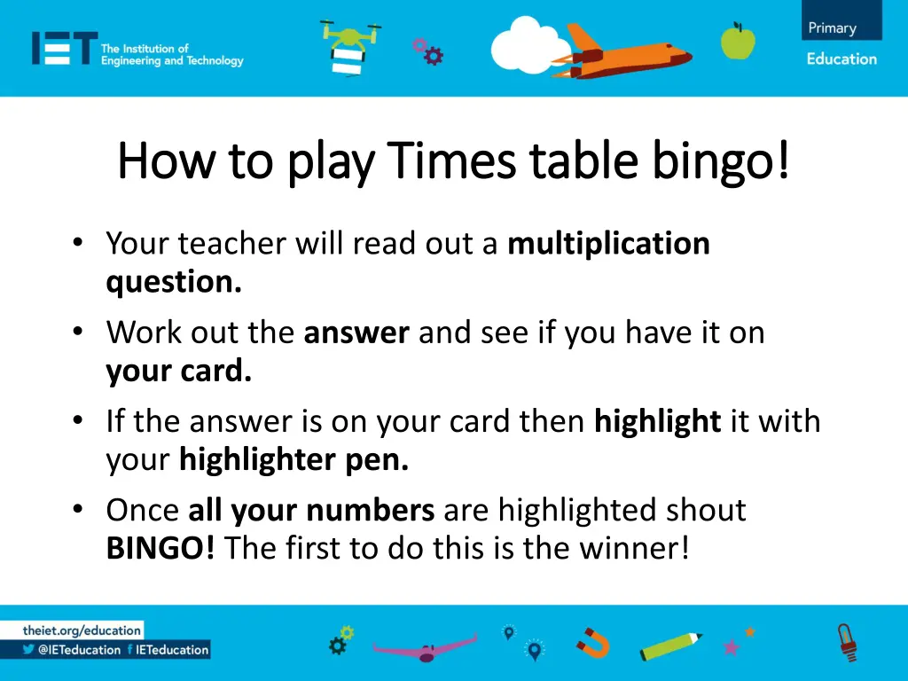 how to play times table bingo how to play times