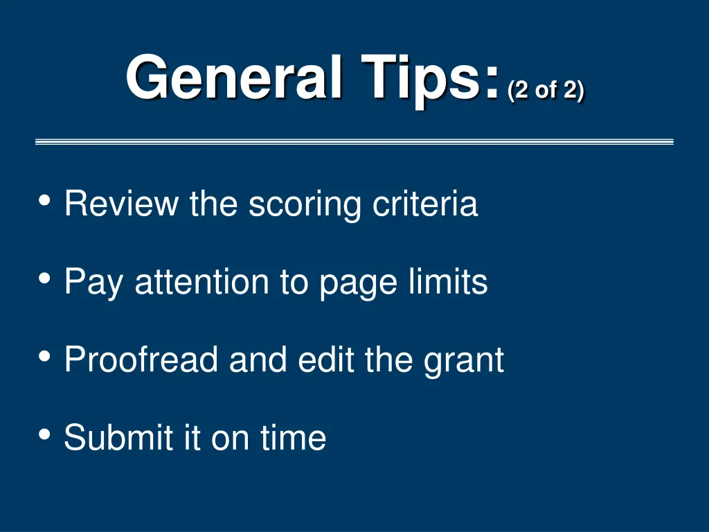 general tips 2 of 2