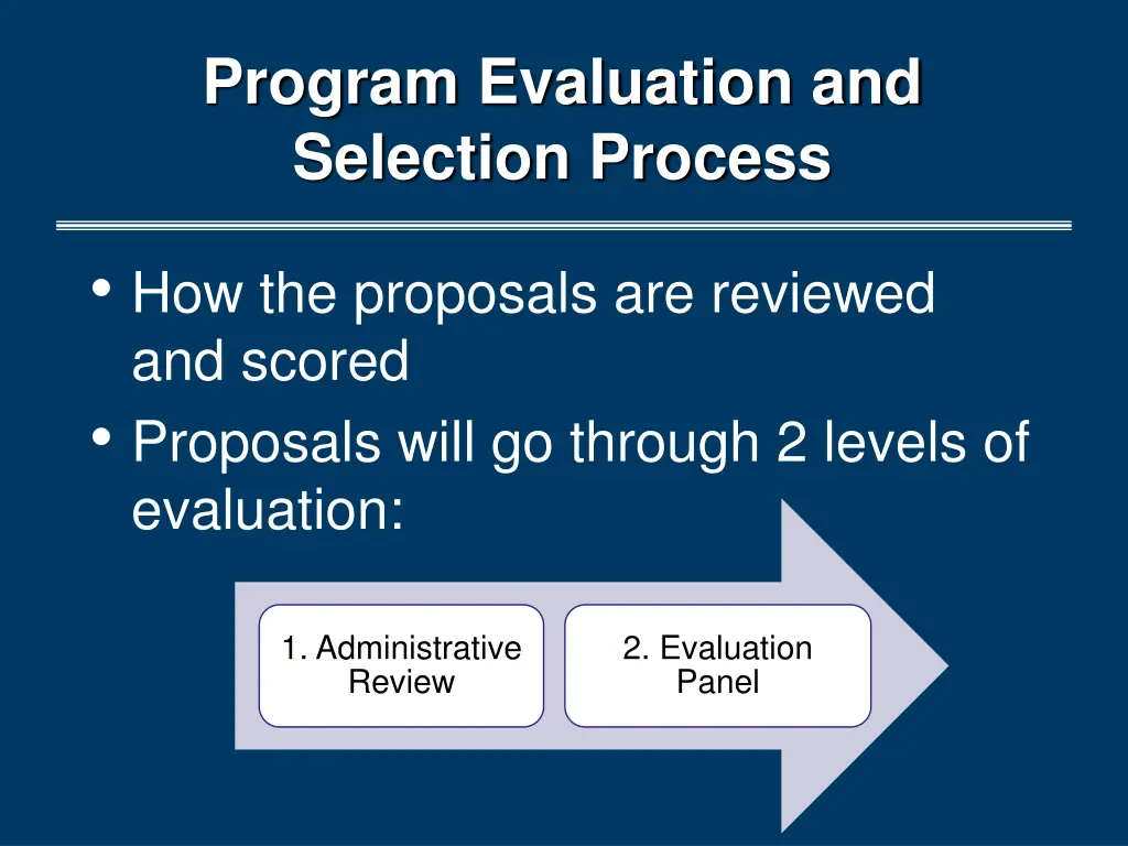 program evaluation and selection process