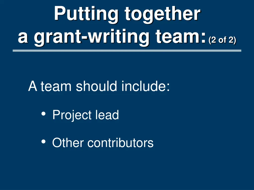 putting together a grant writing team 2 of 2