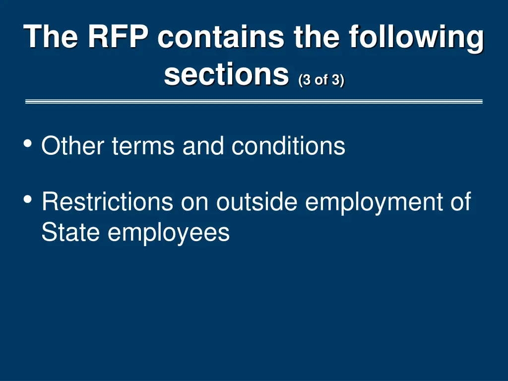 the rfp contains the following sections 3 of 3