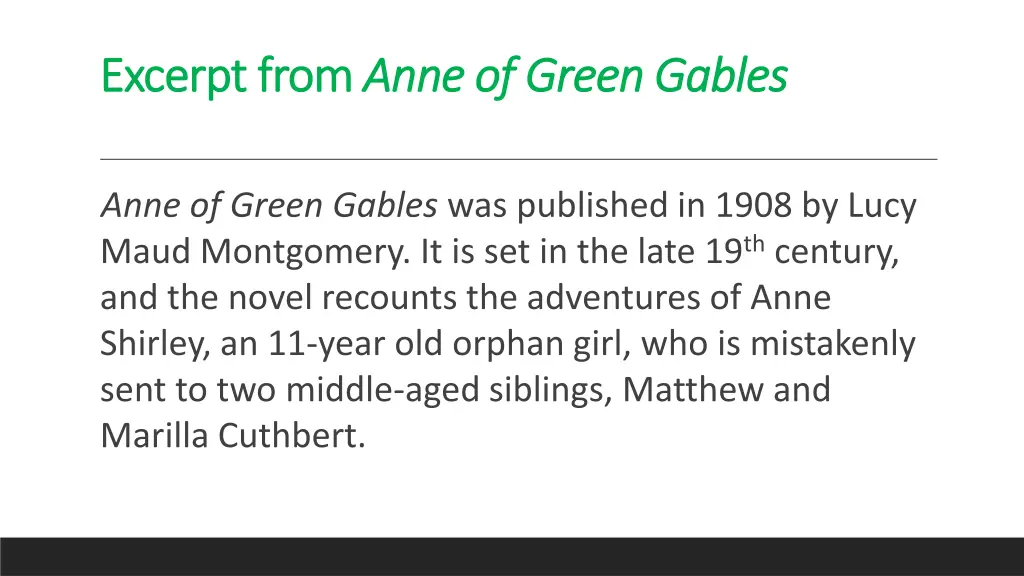 excerpt from excerpt from anne of green gables