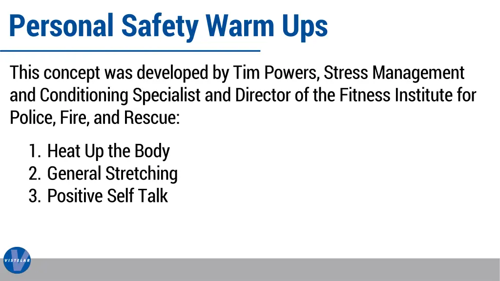 personal safety warm ups