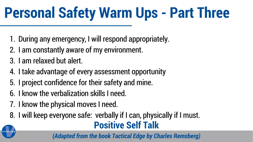 personal safety warm ups part three