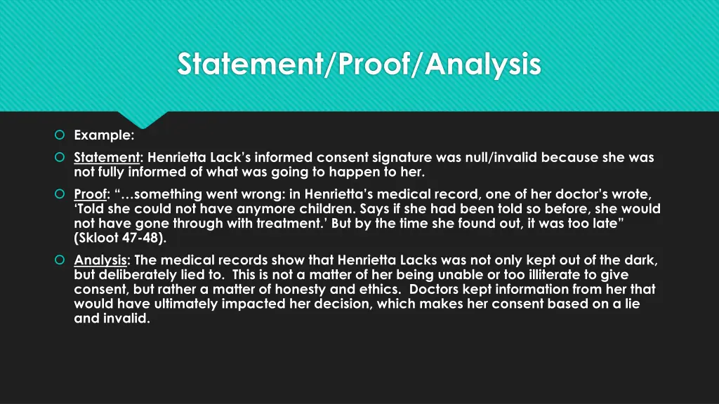 statement proof analysis 1