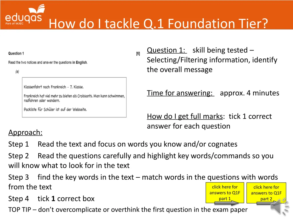 how do i tackle q 1 foundation tier