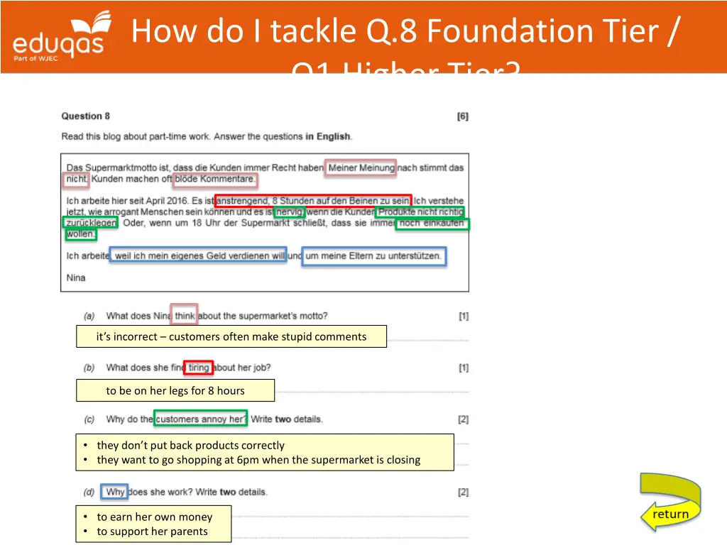 how do i tackle q 8 foundation tier q1 higher tier 1