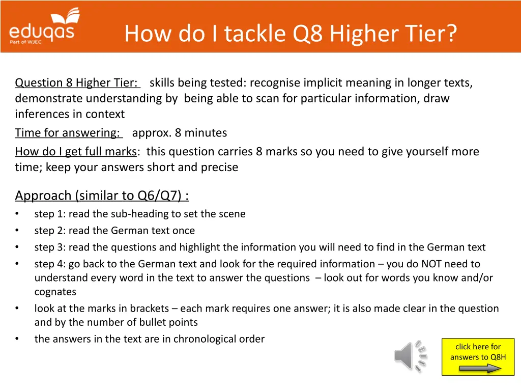 how do i tackle q8 higher tier