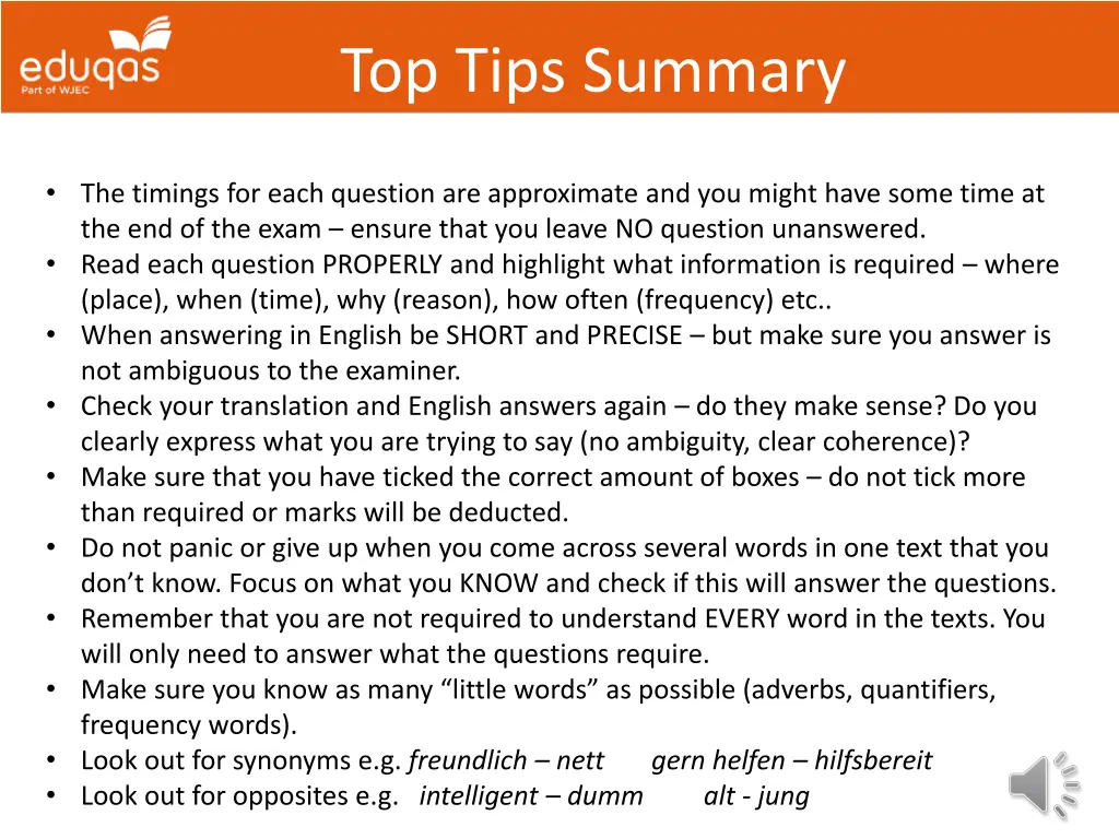 top tips summary