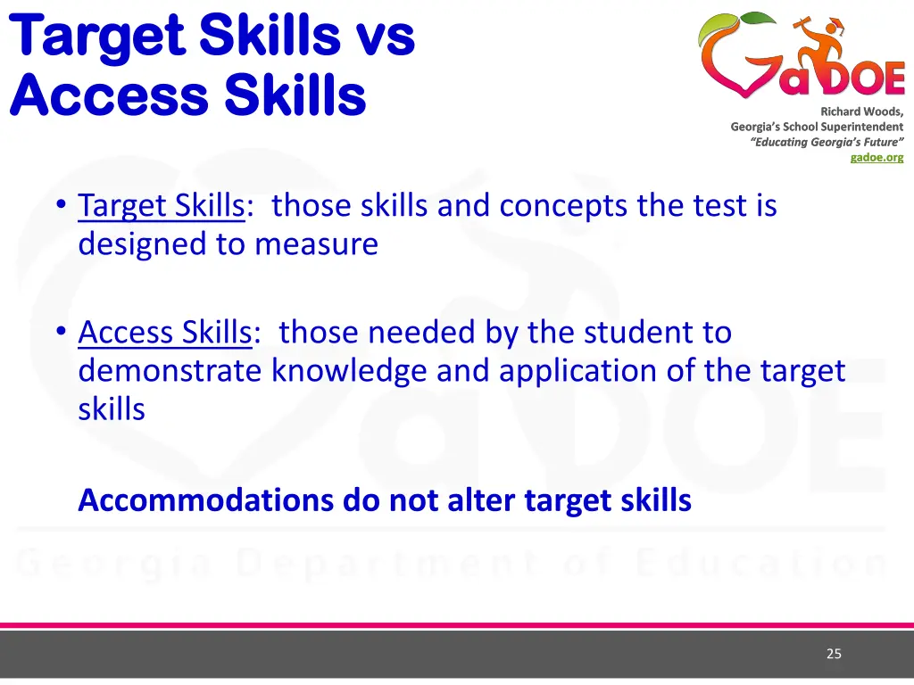 target skills vs target skills vs access skills