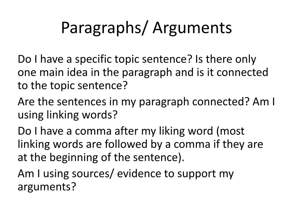 paragraphs arguments