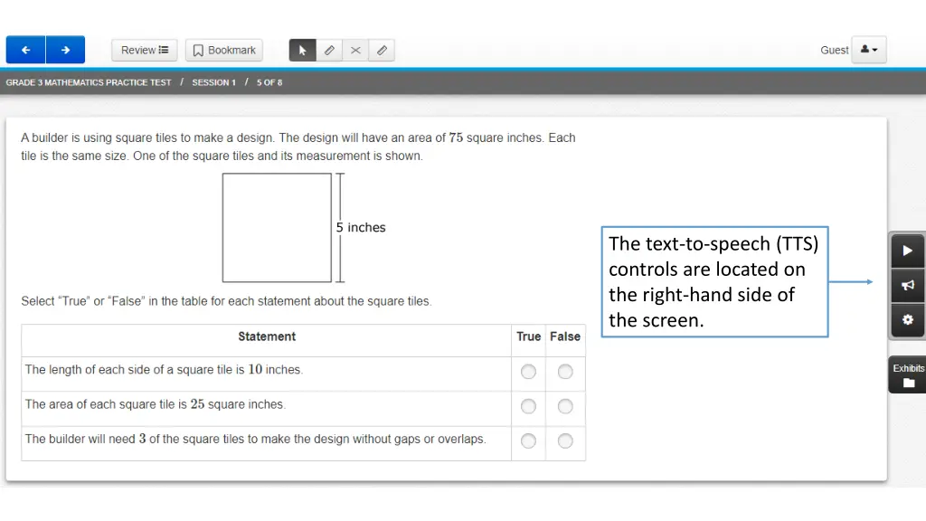 the text to speech tts controls are located