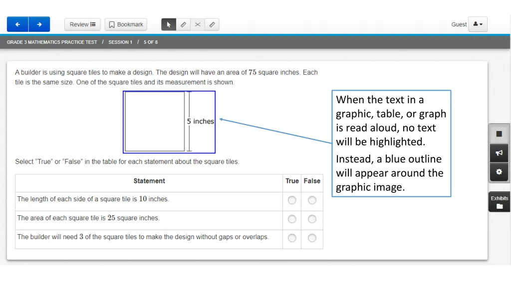 when the text in a graphic table or graph is read