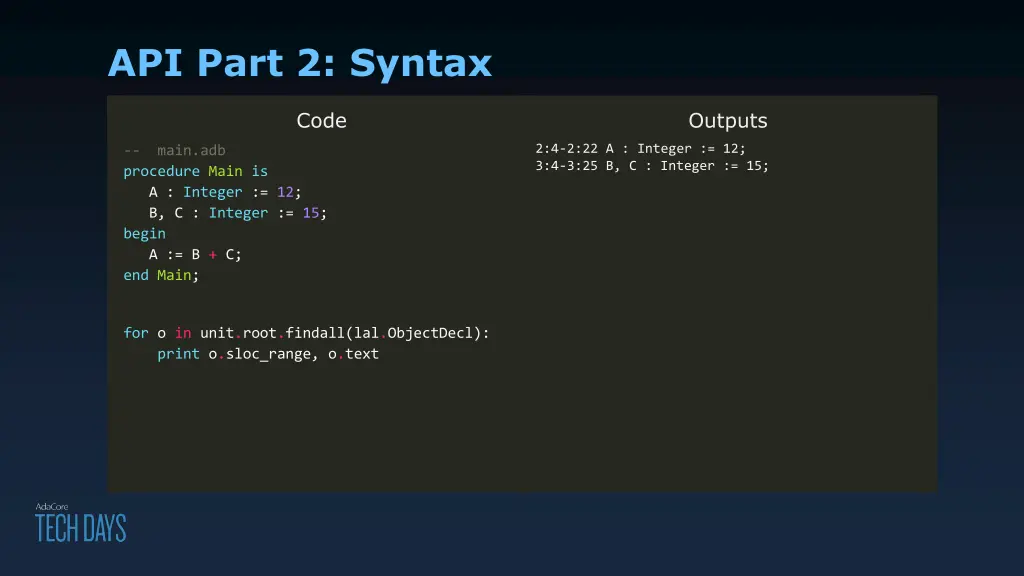 api part 2 syntax