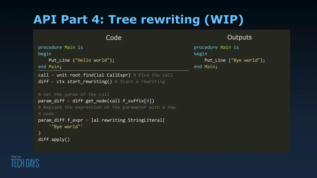 api part 4 tree rewriting wip