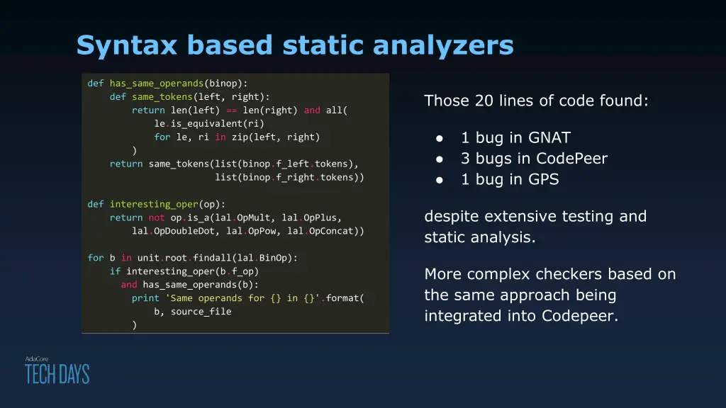 syntax based static analyzers