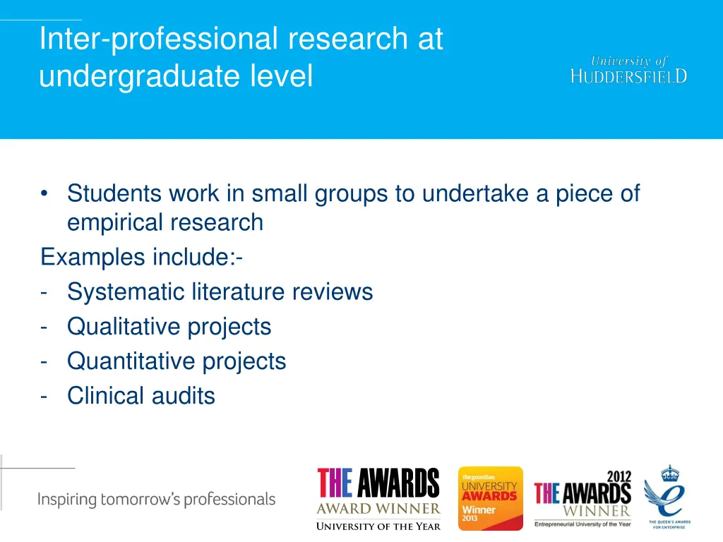 inter professional research at undergraduate level