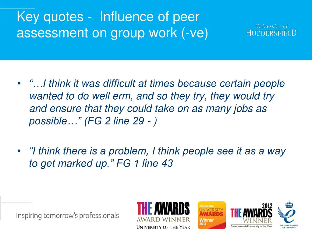 key quotes influence of peer assessment on group 1