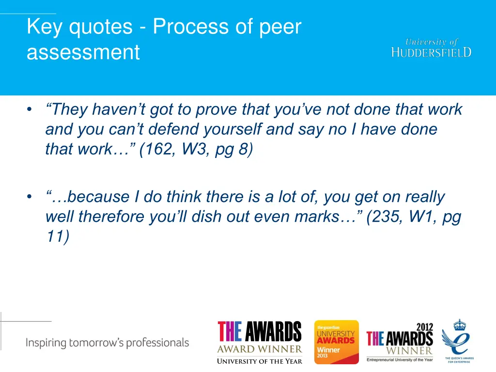 key quotes process of peer assessment