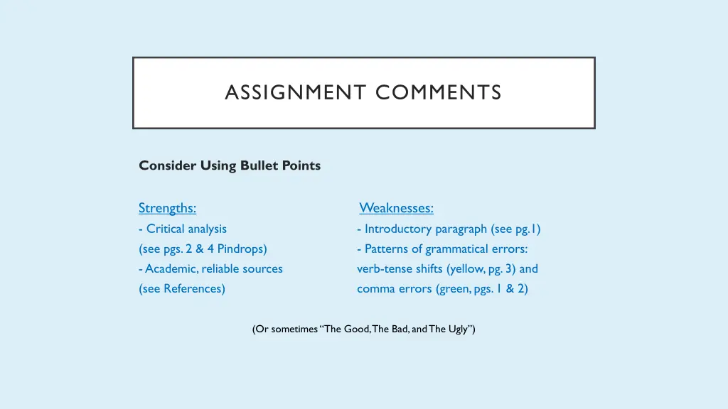 assignment comments 2