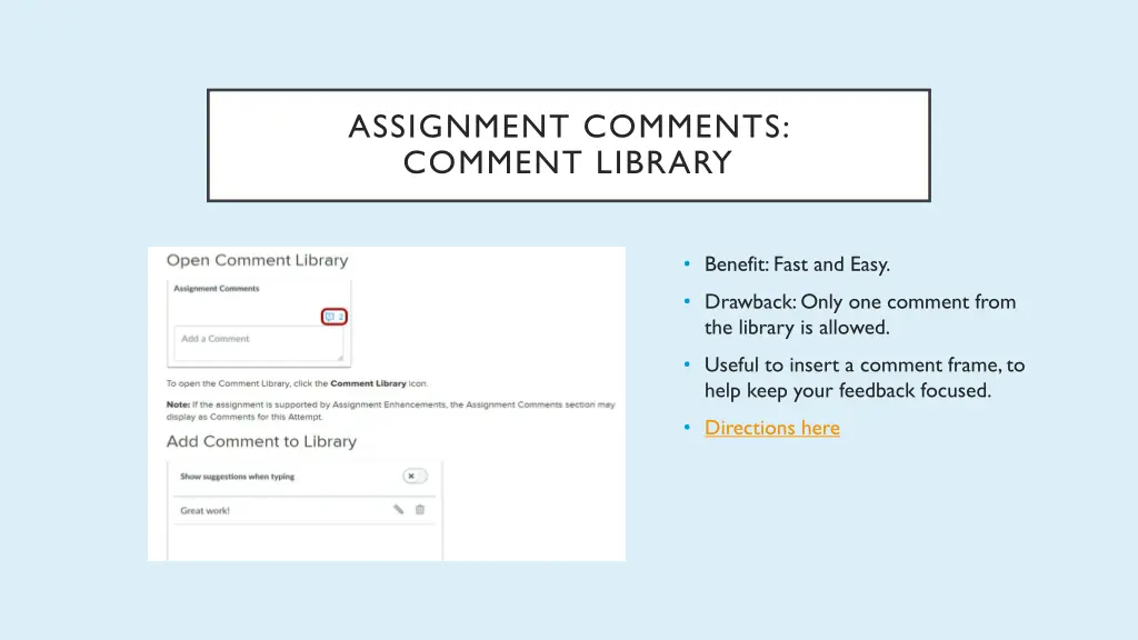 assignment comments comment library