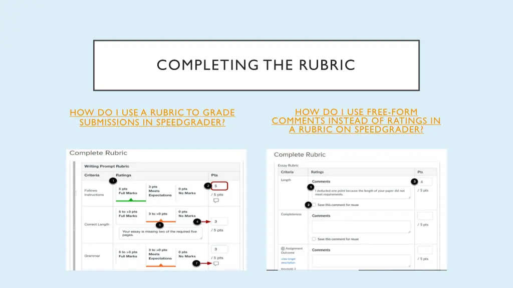 completing the rubric