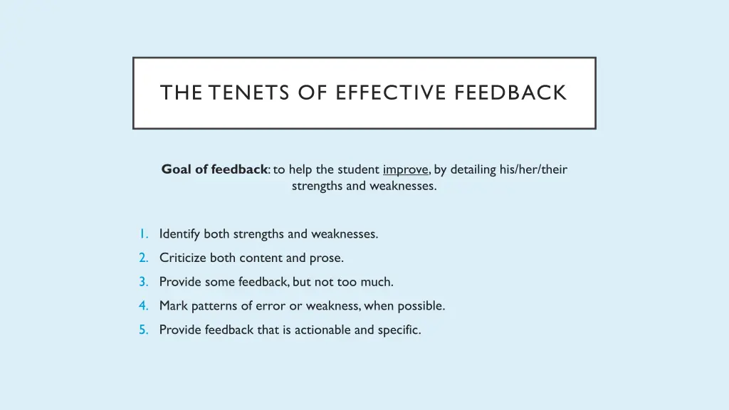 the tenets of effective feedback