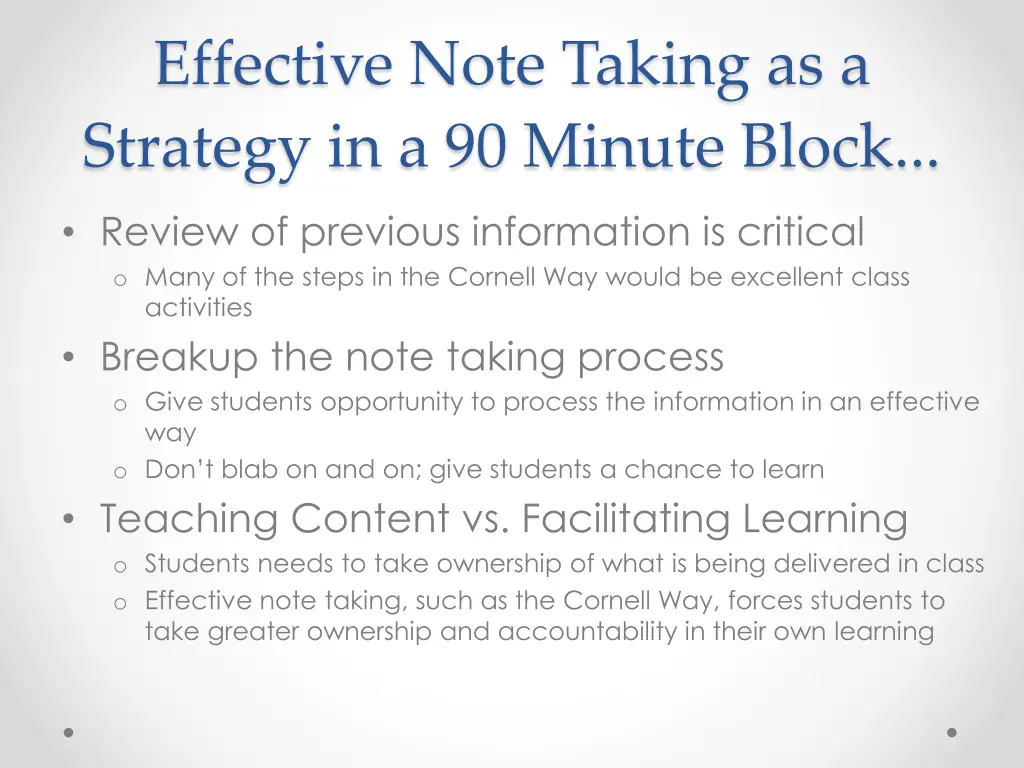 effective note taking as a strategy