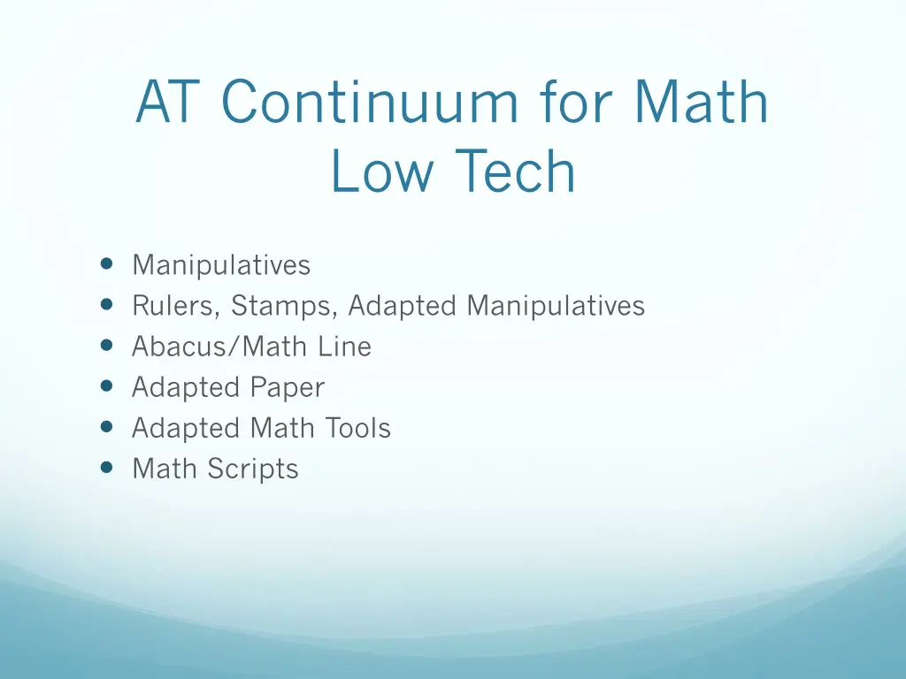 at continuum for math low tech