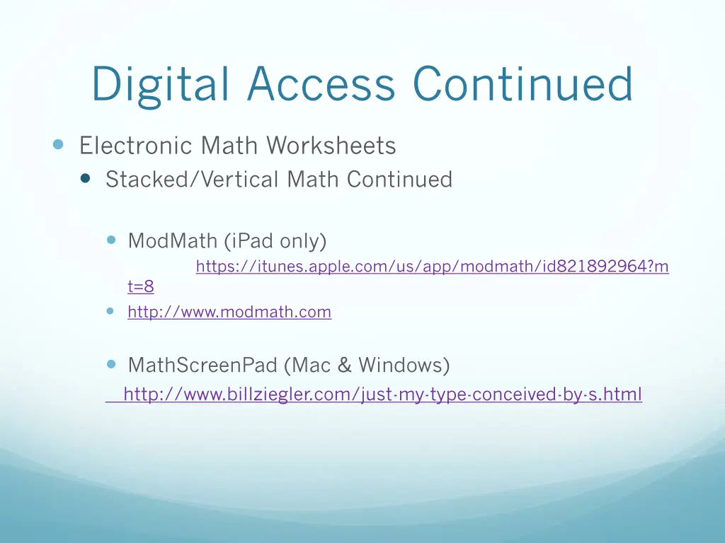 digital access continued