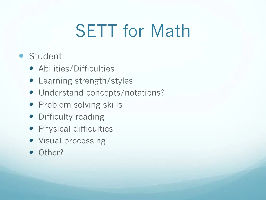 sett for math