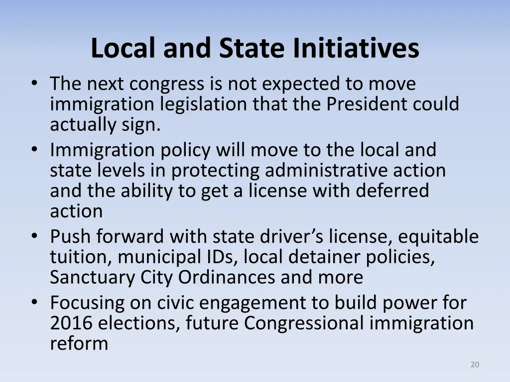 local and state initiatives the next congress