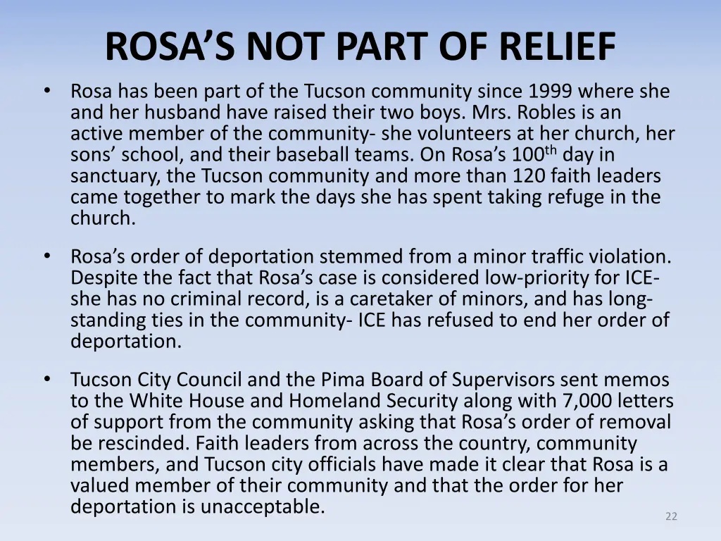 rosa s not part of relief rosa has been part