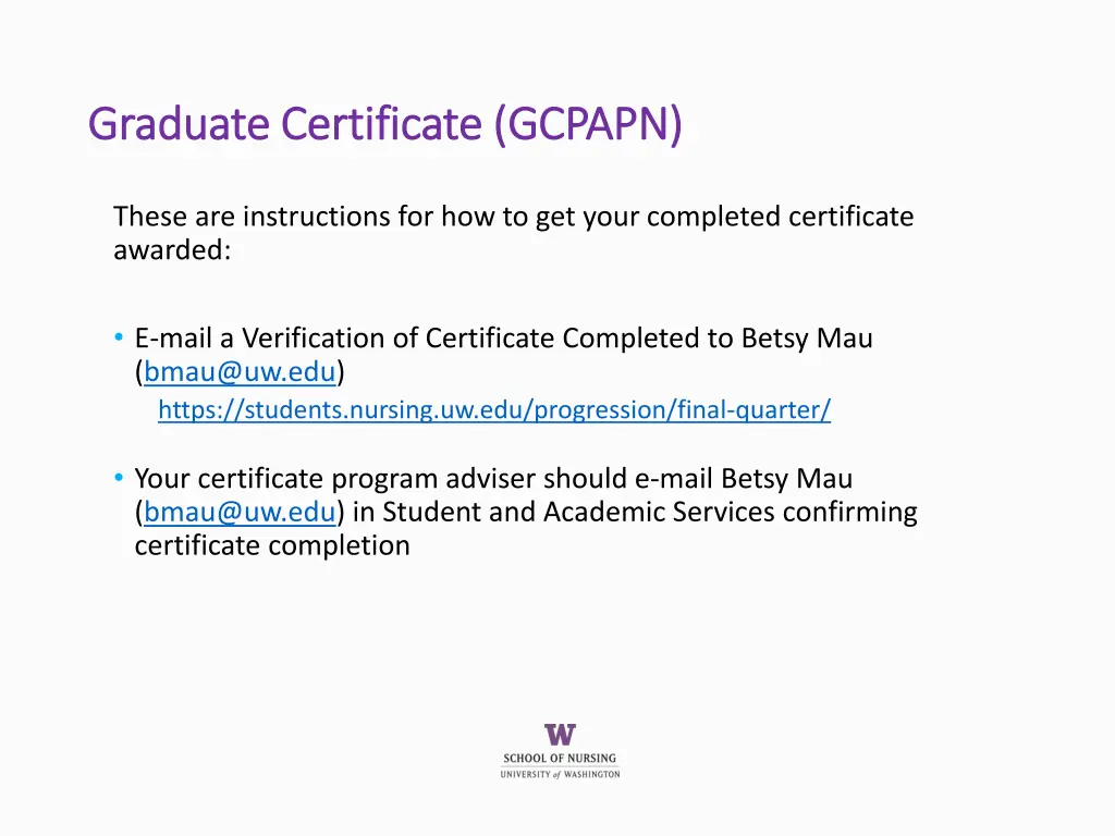 graduate certificate gcpapn graduate certificate