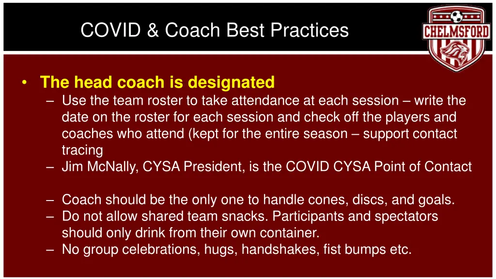 covid coach best practices