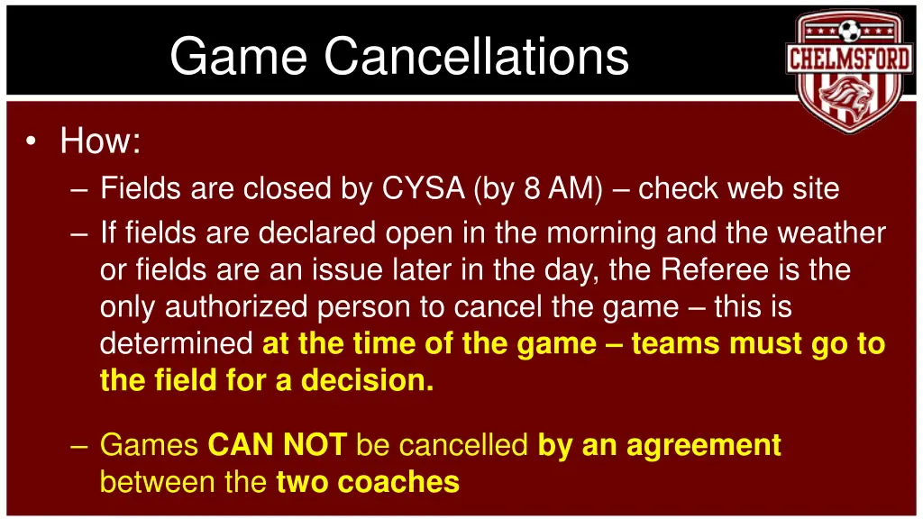 game cancellations