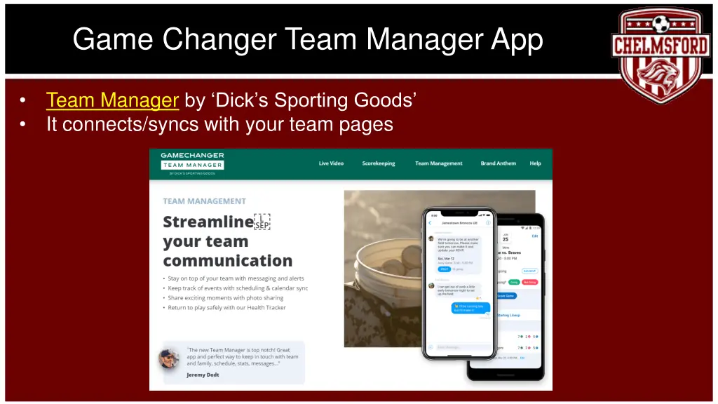 game changer team manager app