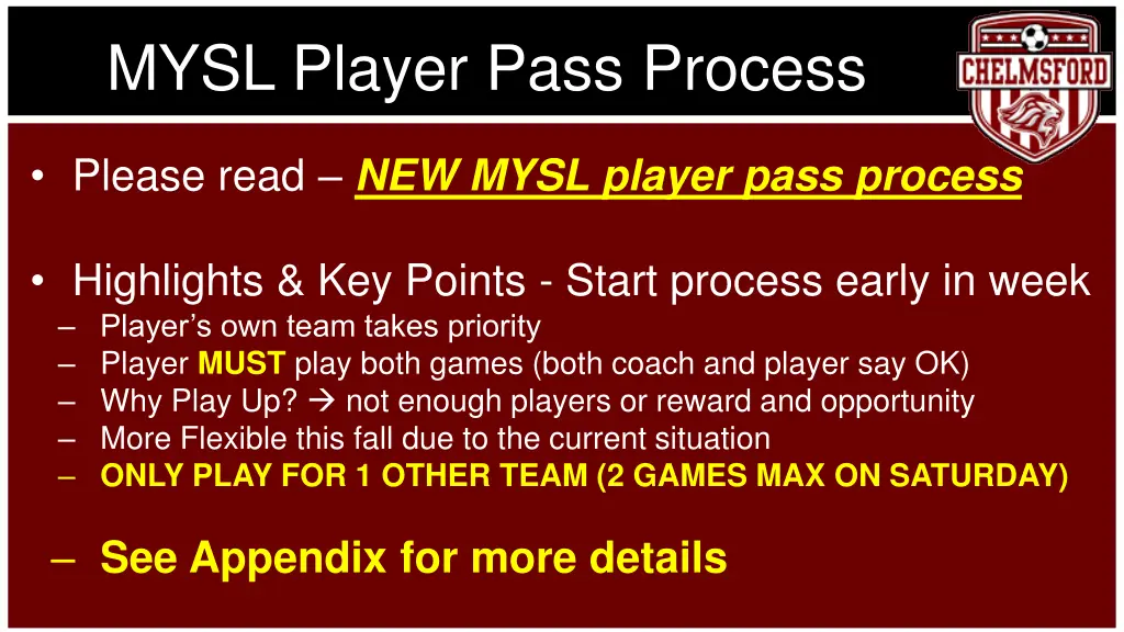 mysl player pass process