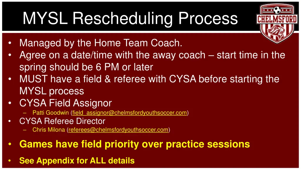 mysl rescheduling process