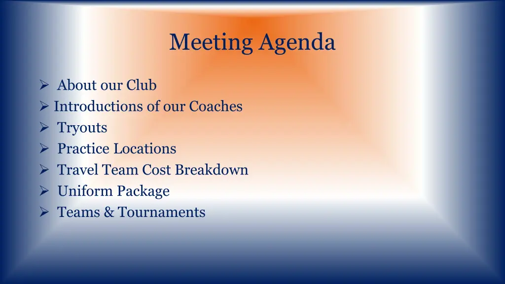 meeting agenda