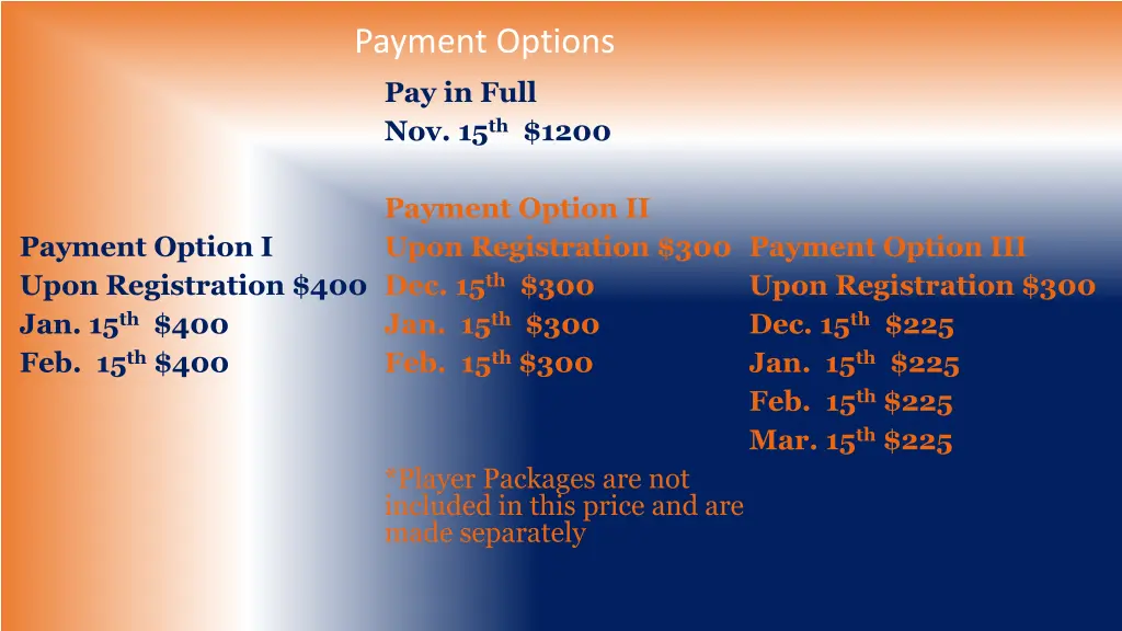 payment options