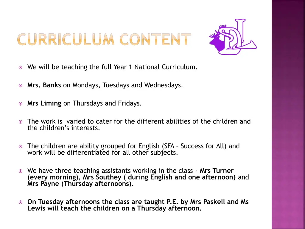 curriculum content