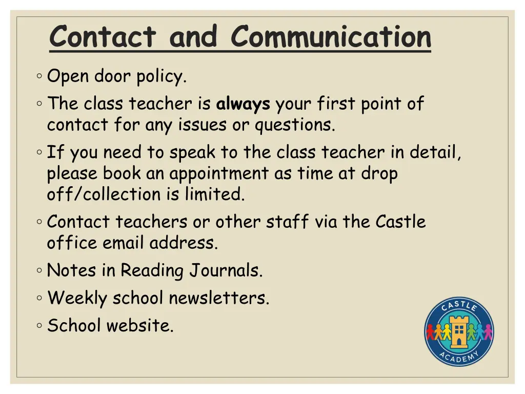 contact and communication open door policy