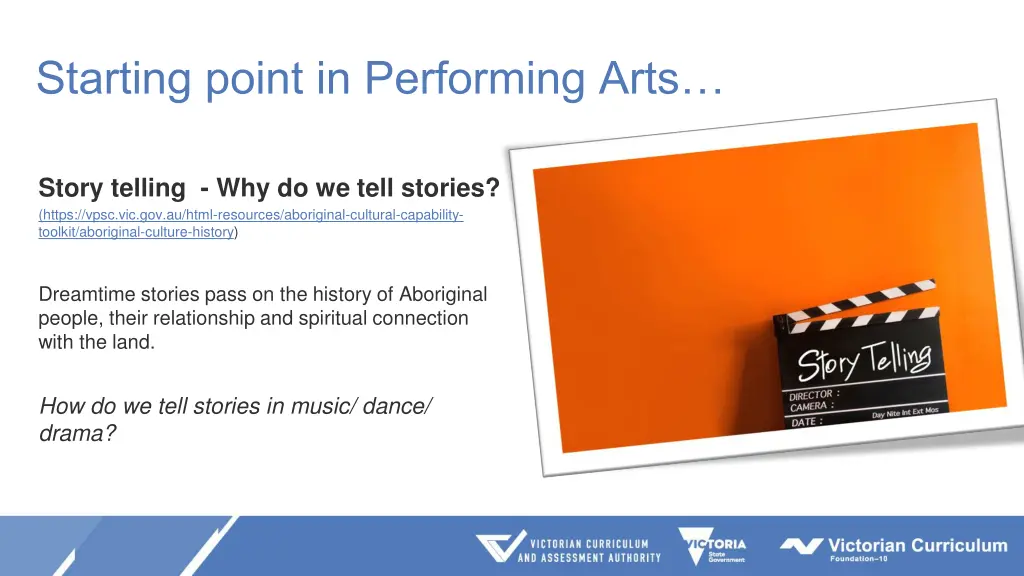 starting point in performing arts