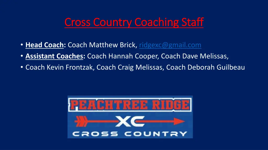 cross country coaching staff cross country