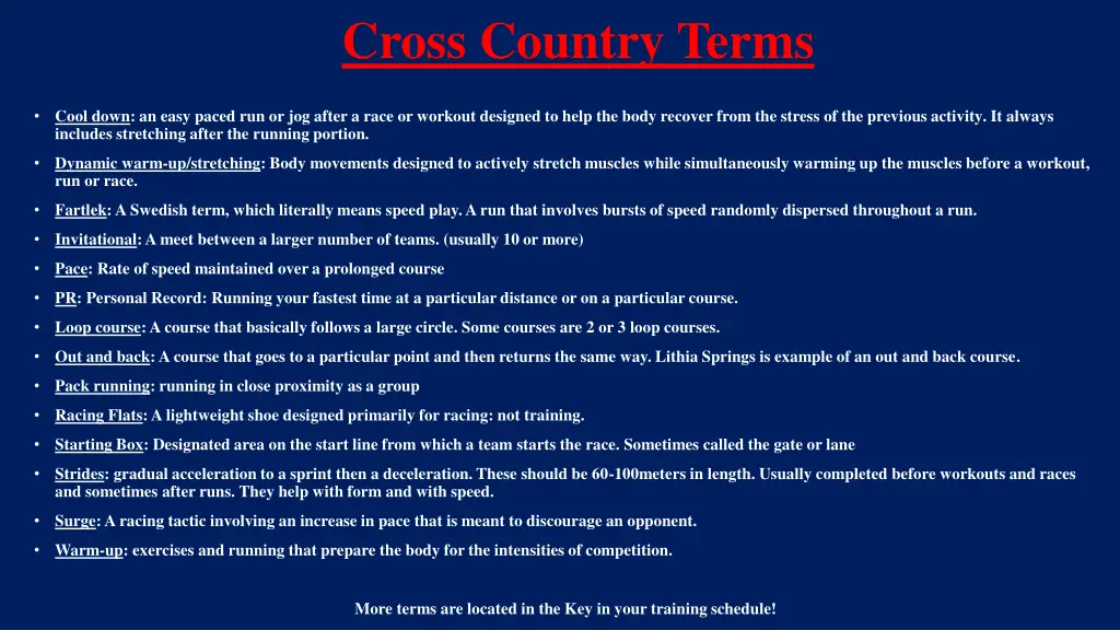 cross country terms