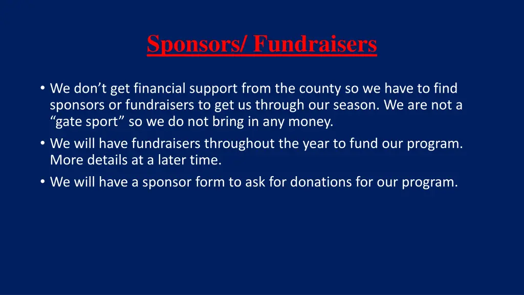 sponsors fundraisers