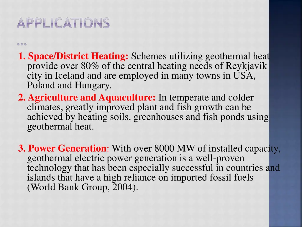 applications 1 space district heating schemes