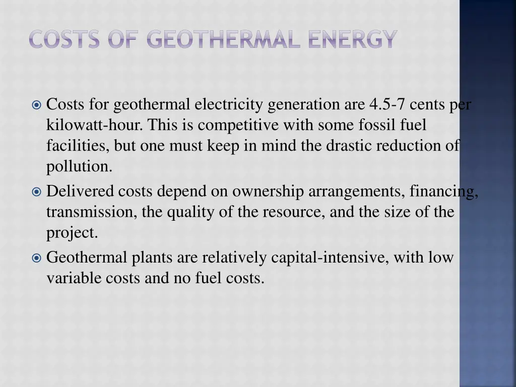 costs of geothermal energy